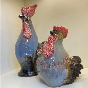 Colorful Ceramic Rooster Figurines